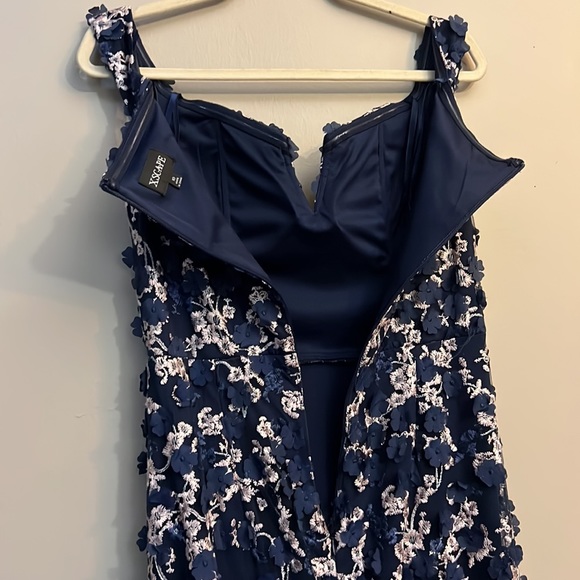 XSCAPE Off-the-Shoulder Embroidered Floral Lace Gown - Picture 11 of 17